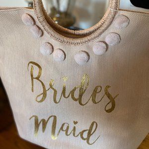 Shiraleah Mia Bridesmaid Tote Blush with Pom Poms